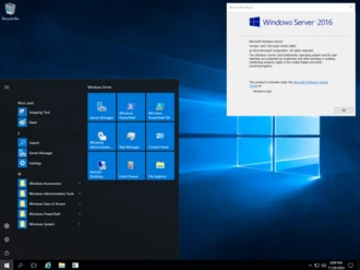 ตัวอย่างหน้าจอ Windows Server 2016