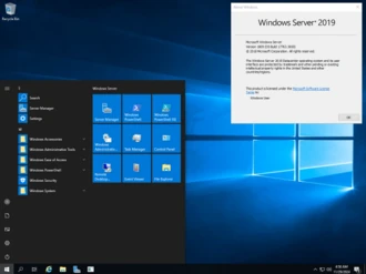 ตัวอย่างหน้าจอ Windows Server 2019
