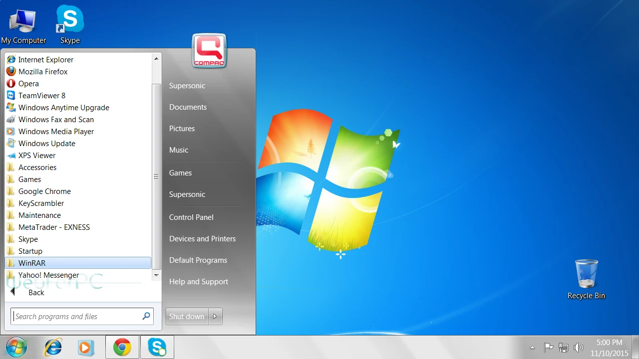 ตัวอย่างหน้าจอ Windows 7