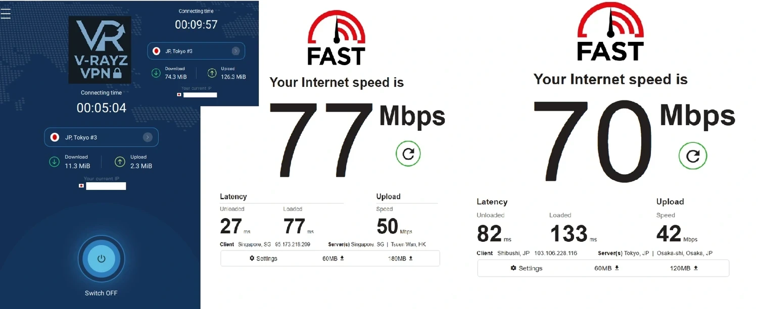 ตัวอย่างทดสอบการเชื่อมต่อ VPN จากหน้ารายการต้นทาง